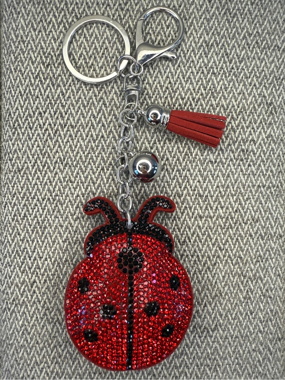 Red Ladybug Crystal Keychain Bag Charm - Picture 6 of 13